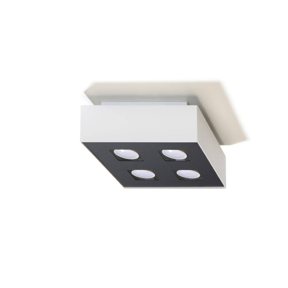 Plafonnier Acier Blanc/Noir GU10 4 Mono — vue 3