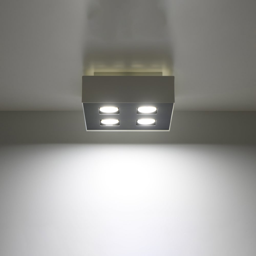 Plafonnier Acier Blanc/Noir GU10 4 Mono — vue 4