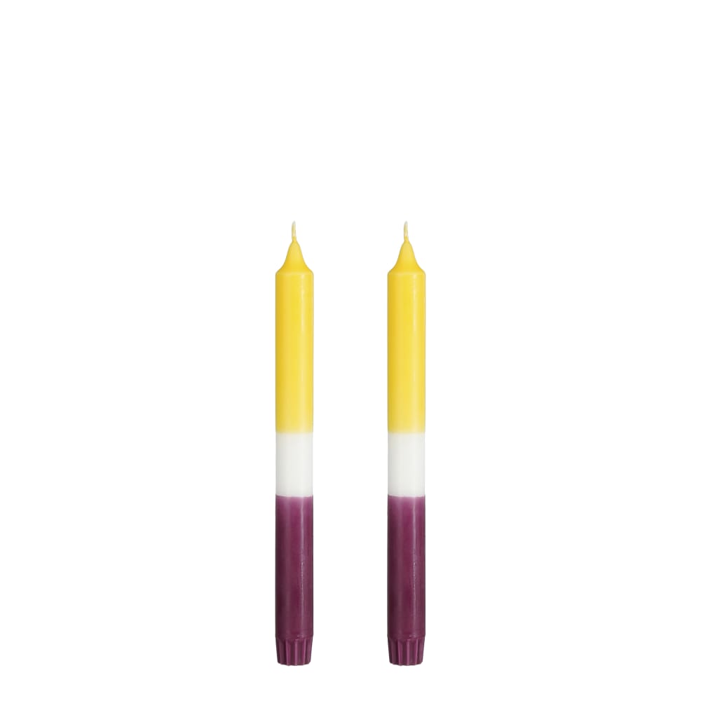 Lot de 2 bougies longue en stéarine jaune