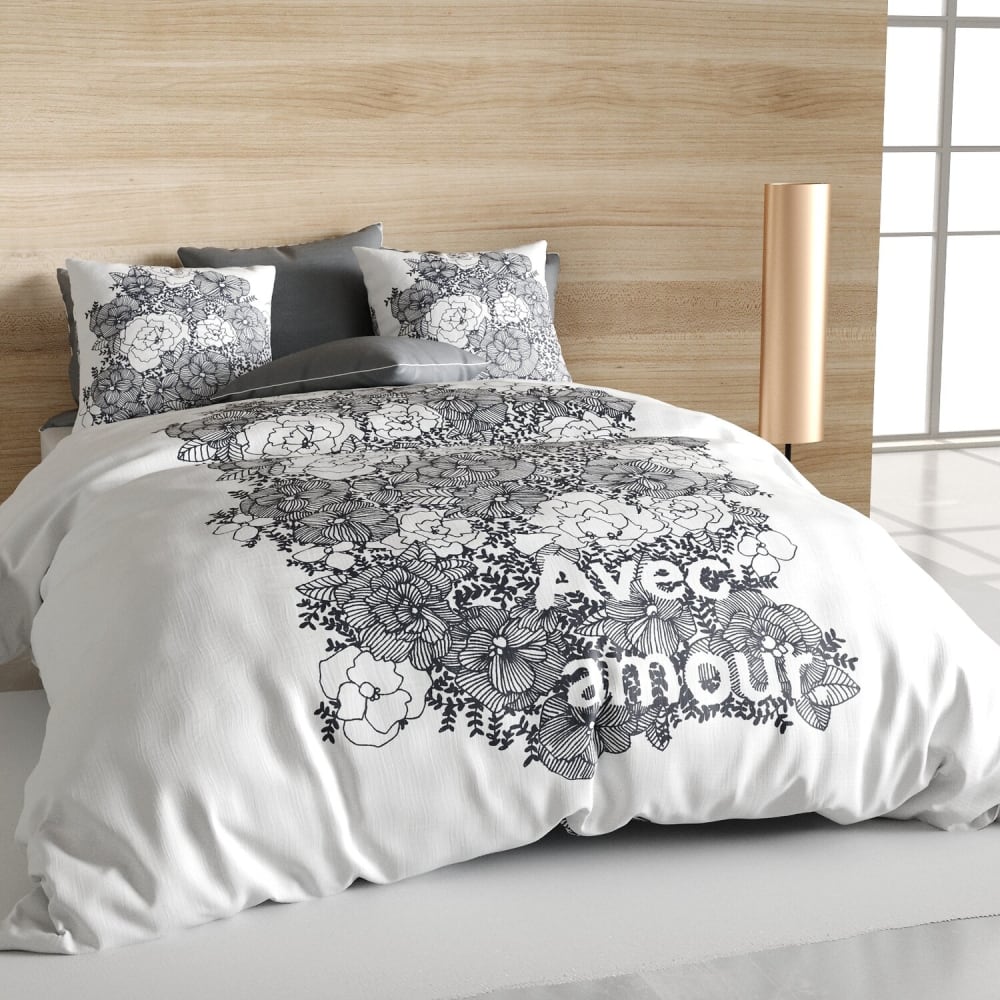 Parure housse de couette coton bio imprimée + 2 taies 260x240 cm