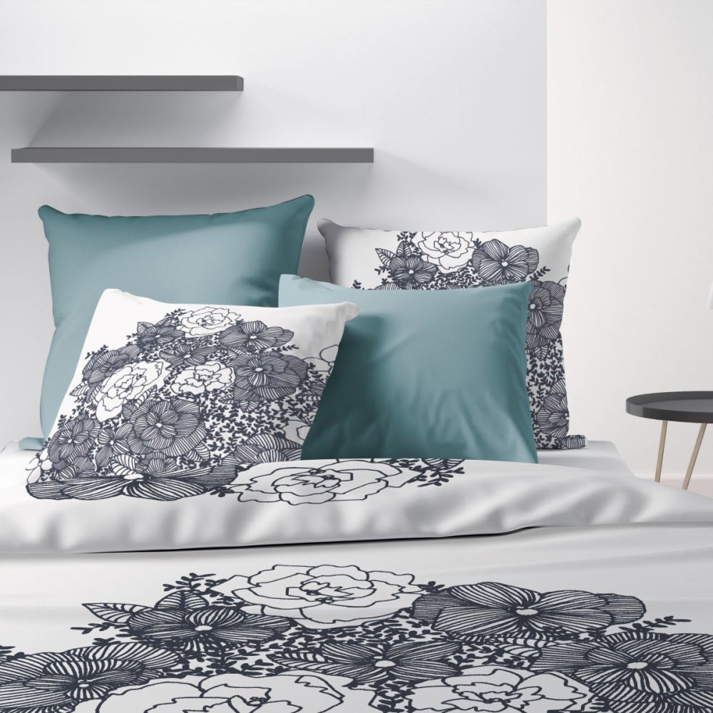 Parure de couette 100% coton 57 fils imprimée 260x240cm 2 taies - Maisons du Monde