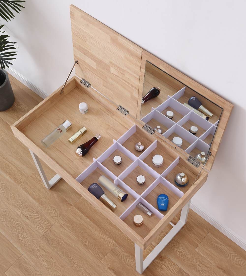 Tocador con espejo abatible madera y patas metal blancas - Maisons du Monde