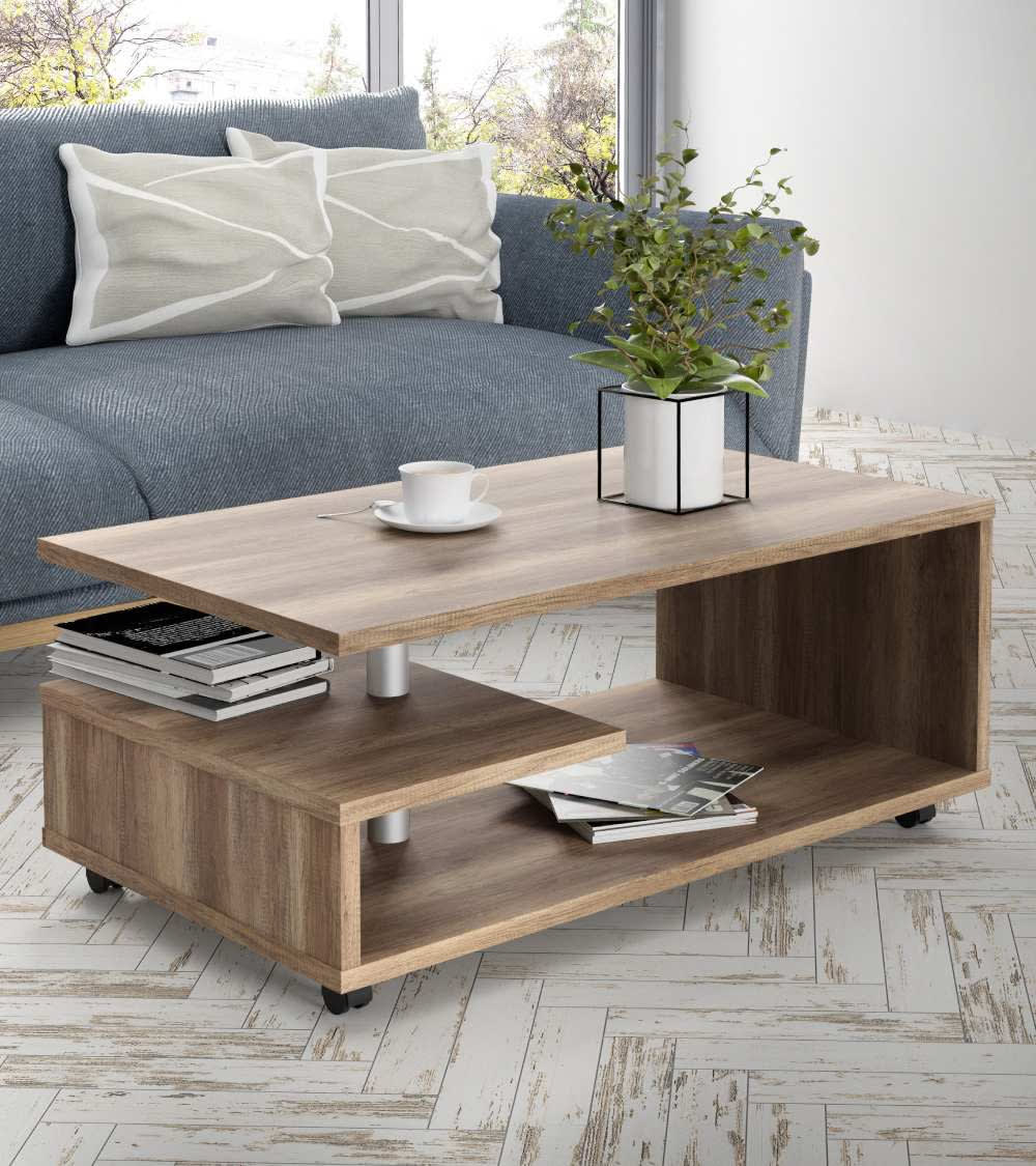 Mesa centro con revistero color roble antiguo - Maisons du Monde