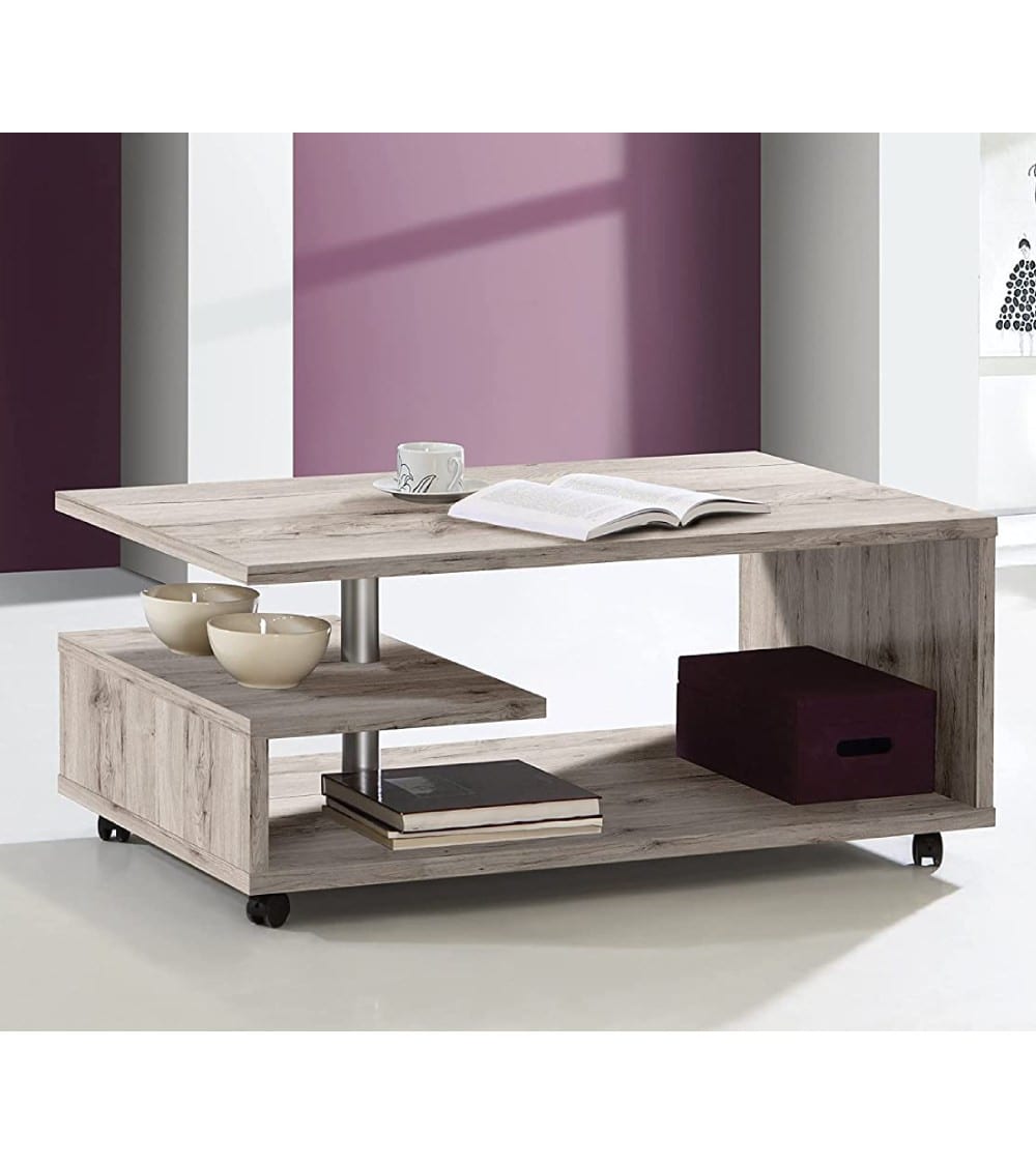 Mesa centro con revistero color roble arena - Maisons du Monde