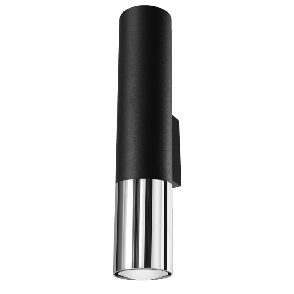 Lámpara de pared cromo negro acero alt. 29 cm