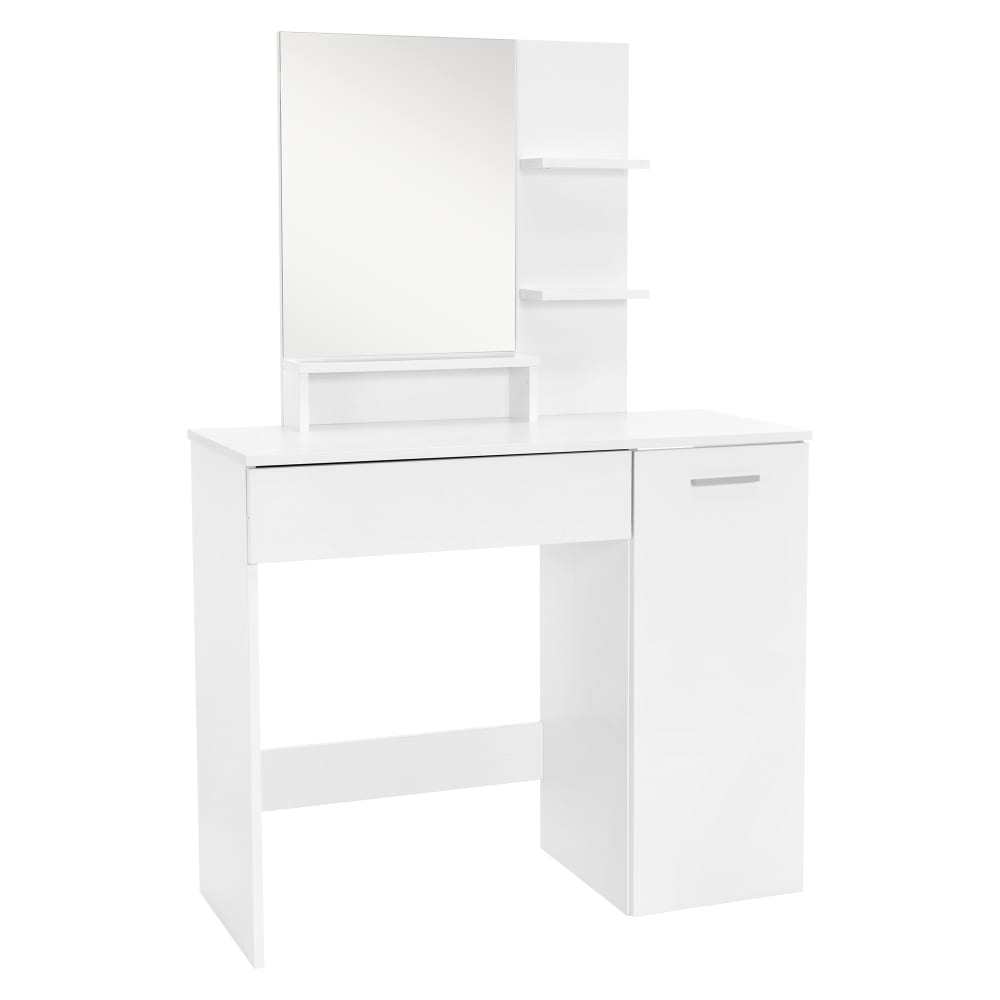 ML-Design Schminktisch 90x38x138 cm Weiß mit Spiegel und Schublade Modern Weiß Spanplatte