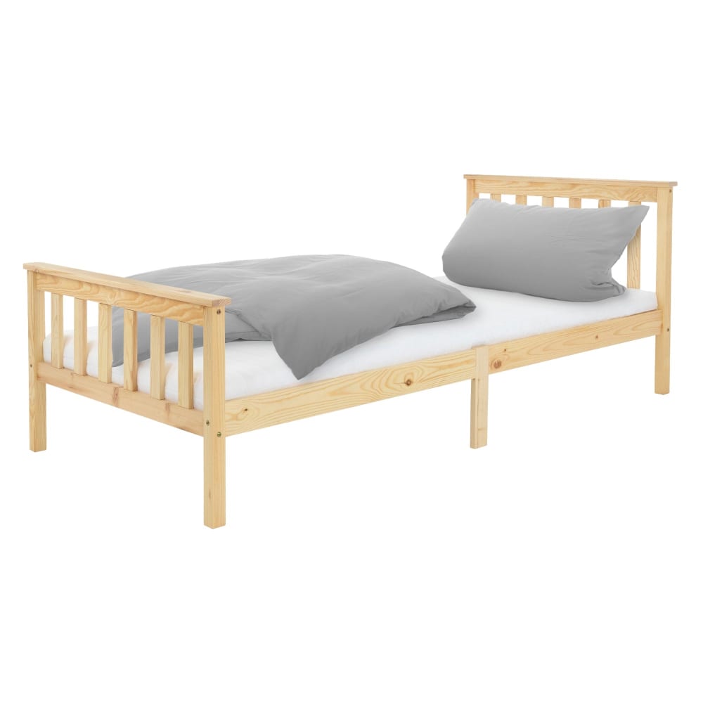 ML-Design Holzbett 90x200 cm Natur aus Kiefernholz mit Lattenrost Braun Baby