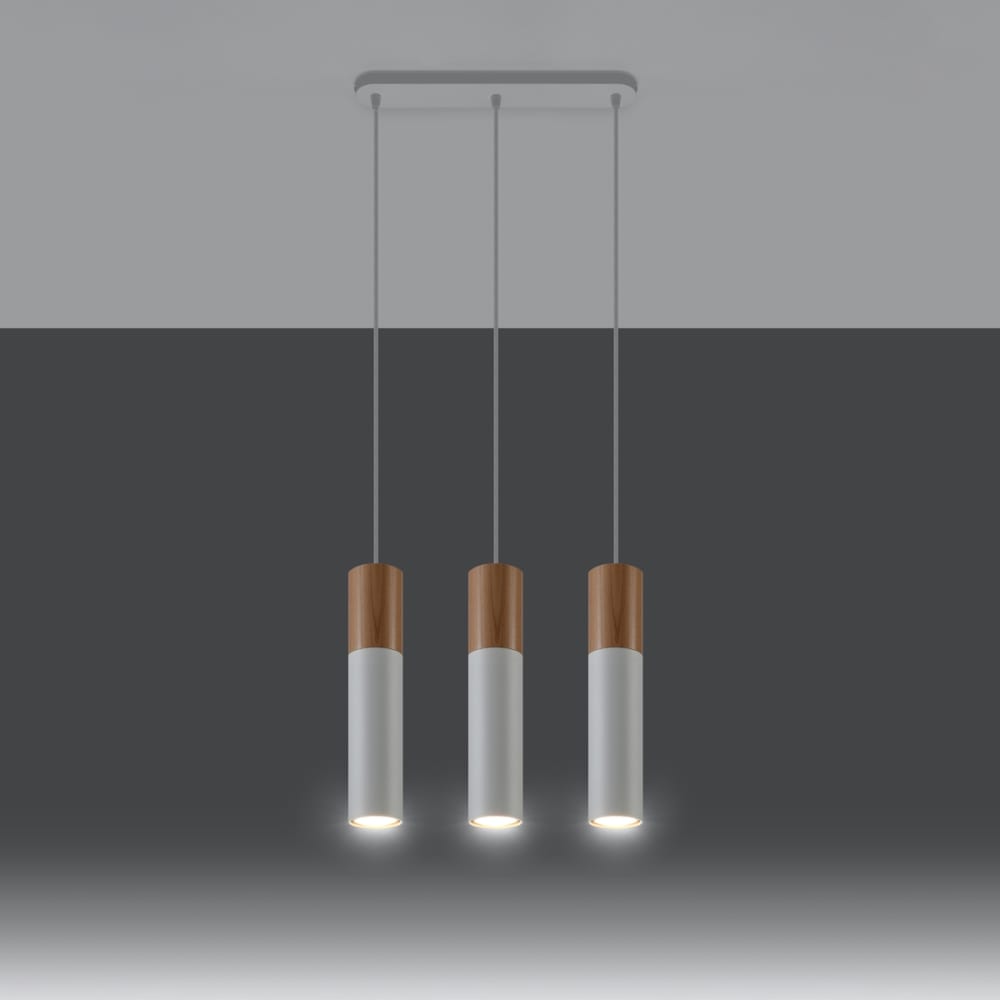 Suspension Acier Bois Naturel/Blanc GU10 3 Pablo — vue 4