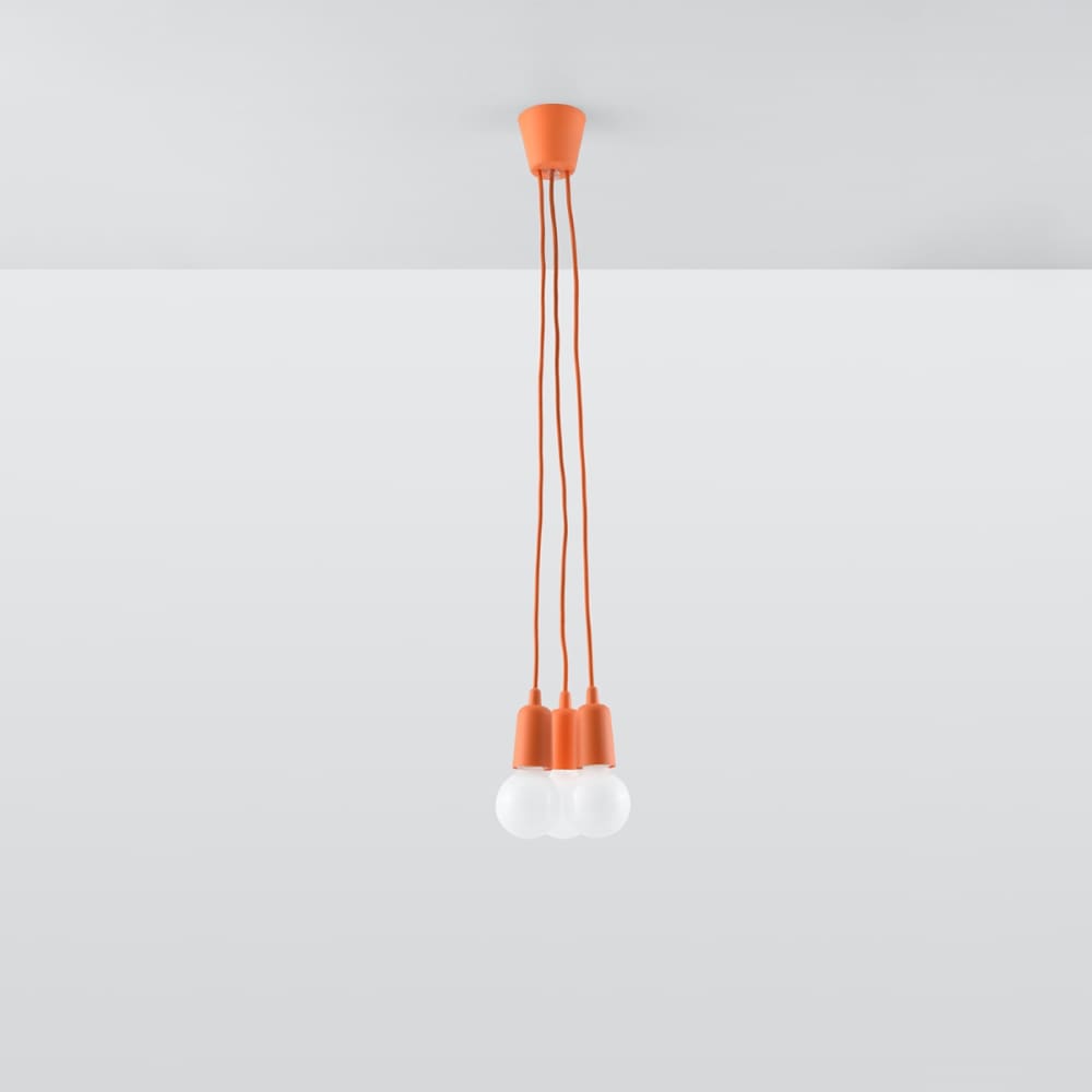Suspension PVC Orange E27 3 Diego — vue 3