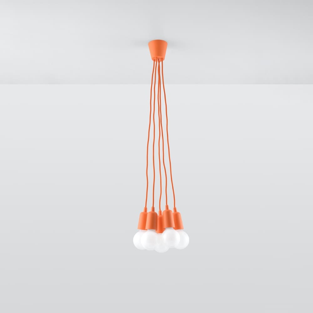 Suspension PVC Orange E27 5 Diego — vue 3