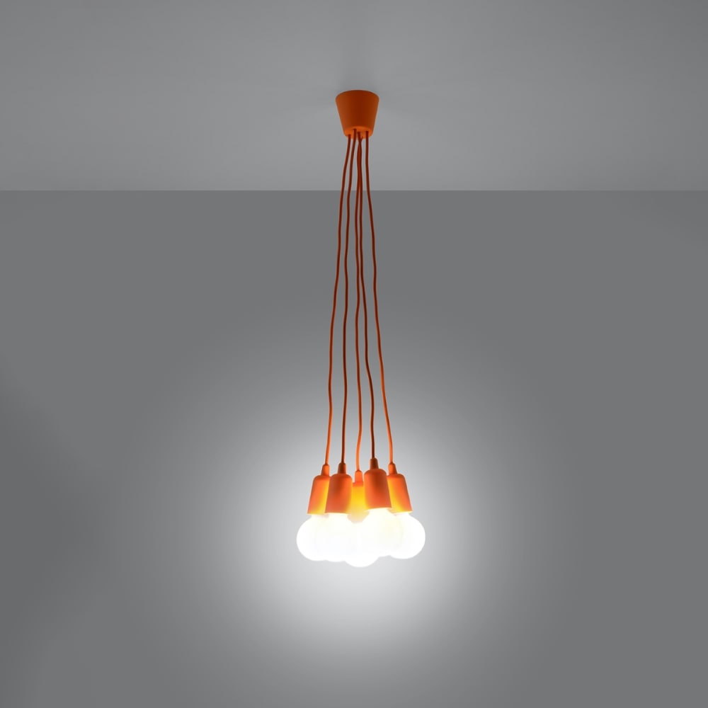 Suspension PVC Orange E27 5 Diego — vue 4