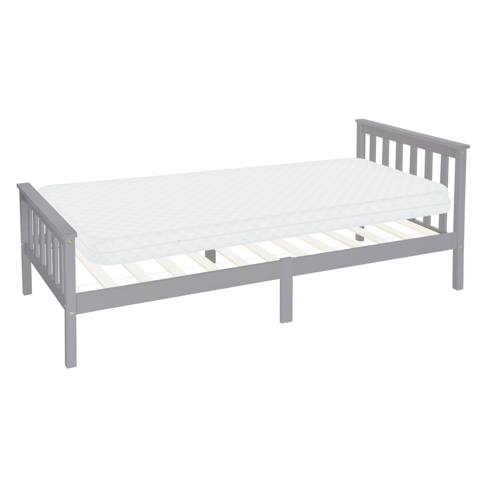 Lit enfant simple 90x200 cm gris avec sommier à lattes + matelas Lit enfant simple 90x200 cm gris avec sommier à lattes + matelas