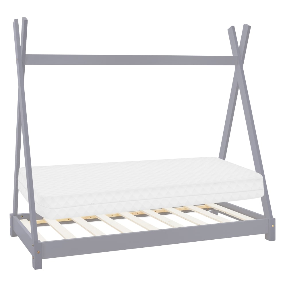 Lit tipi enfant 80x160 cm matelas et sommier inclus bois gris clair