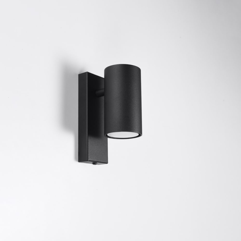 Lampada da parete nera acciaio - Sollux Lighting