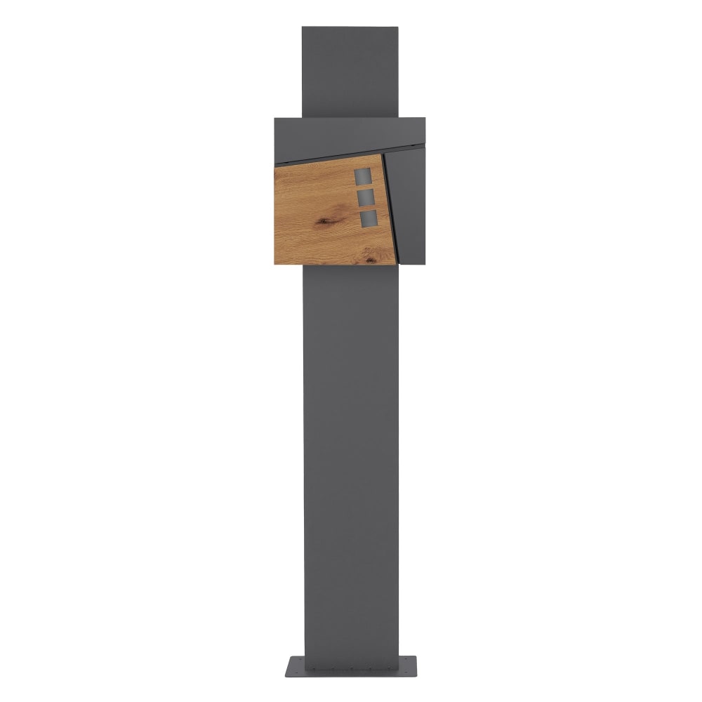 Buzón de correo antracita/madera con pedestal 170cm y vetanillas - Maisons du Monde