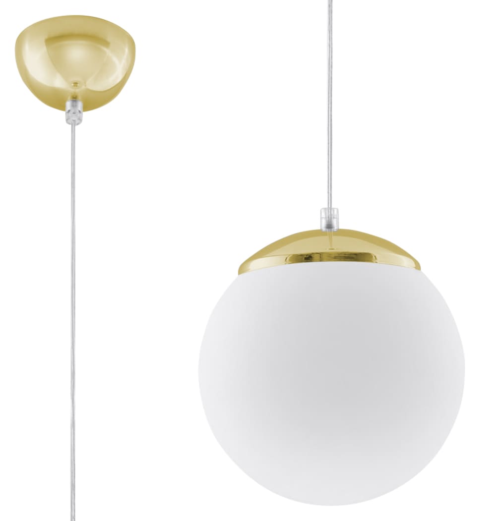 Lampe suspendue acier/verre blanc H 110 cm