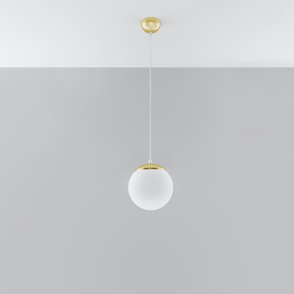 Lampada a sospensione bianca/dorato acciaio/vetro - Sollux