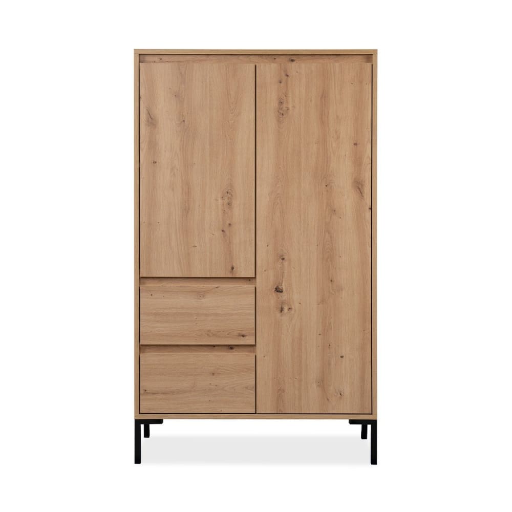 Calicosy Highboard, mit 2 Türen, 2 Schubladen, H139 cm - Beige Spanplatte
