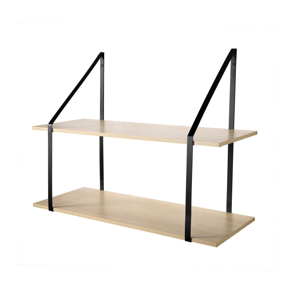 Etagère murale à 2 niveaux effet bois - L80 x H60 cm