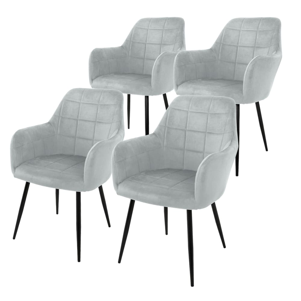 4x Sillas de comedor color gris tapizado con respaldo y apoyabrazos - Maisons du Monde