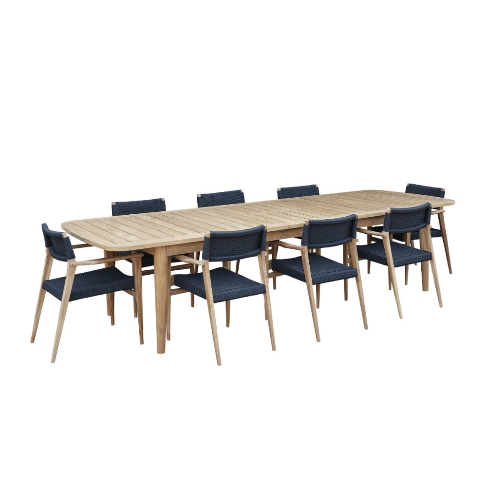 Salon de jardin en teck recyclé extensible noir 8/10 pers. - Maisons du Monde
