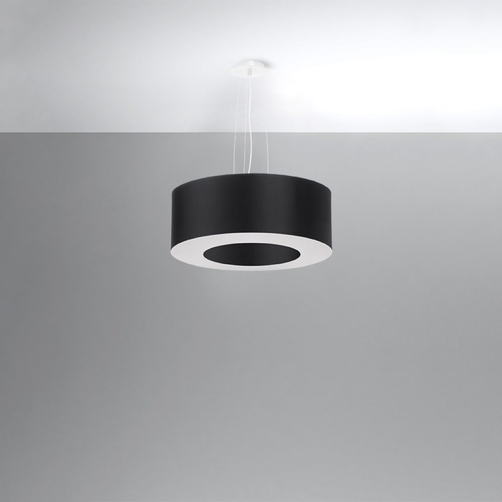 Lustre tissu/pvc/acier noir h 112 cm — vue 3