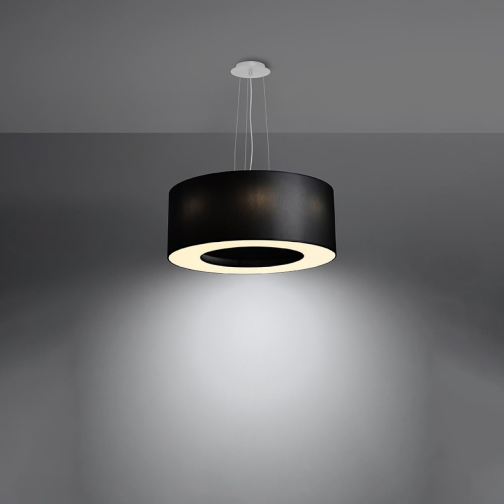 Lustre tissu/pvc/acier noir h 112 cm — vue 4