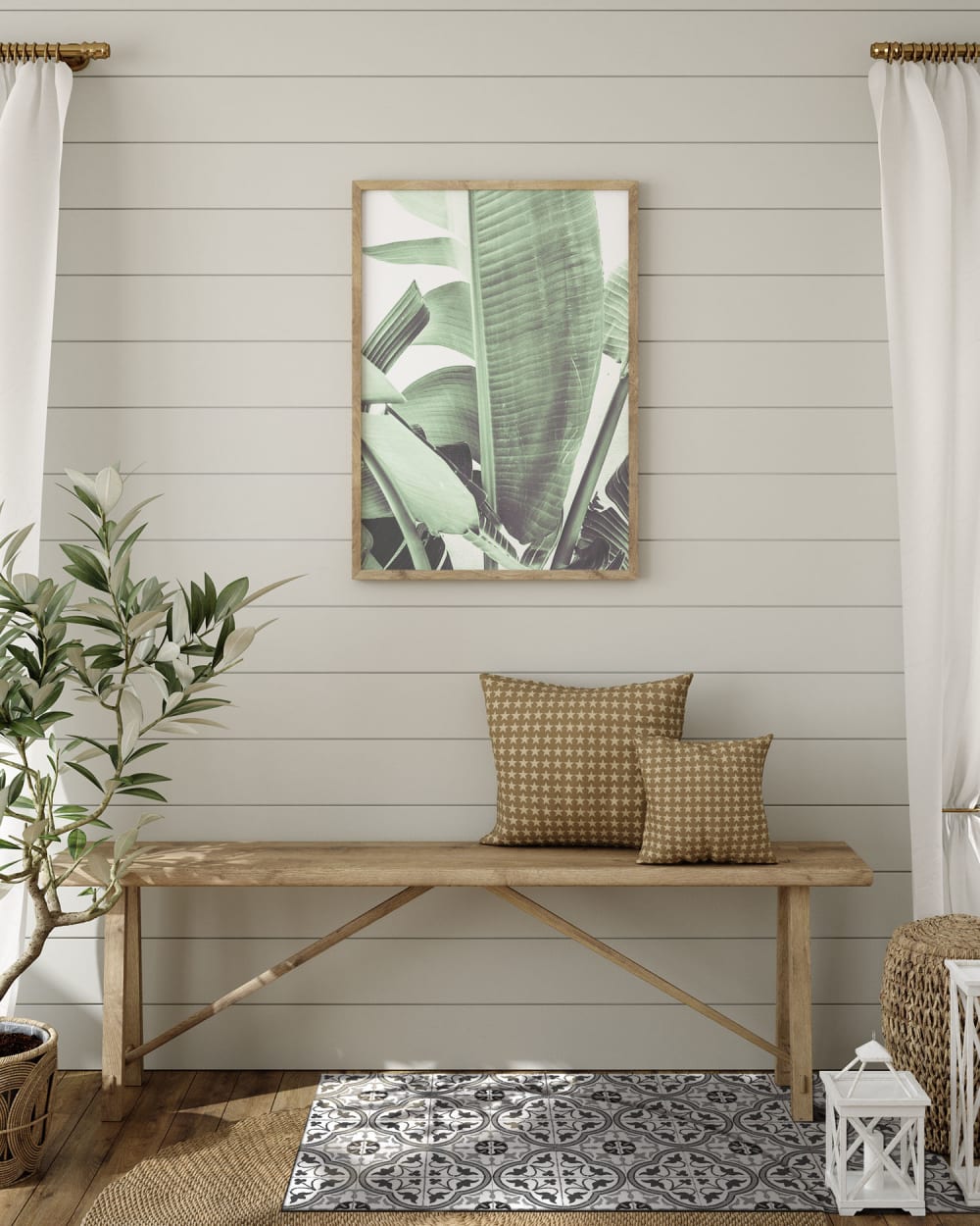 Tapis vinyle carreaux ciments fleur gris 300x200cm