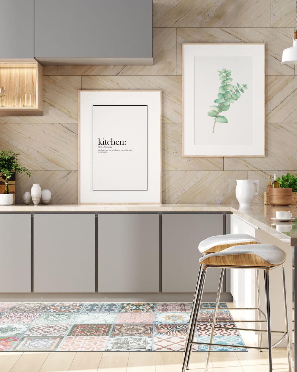 Tapis vinyle carreaux ciments nijar multicolore 300x200cm