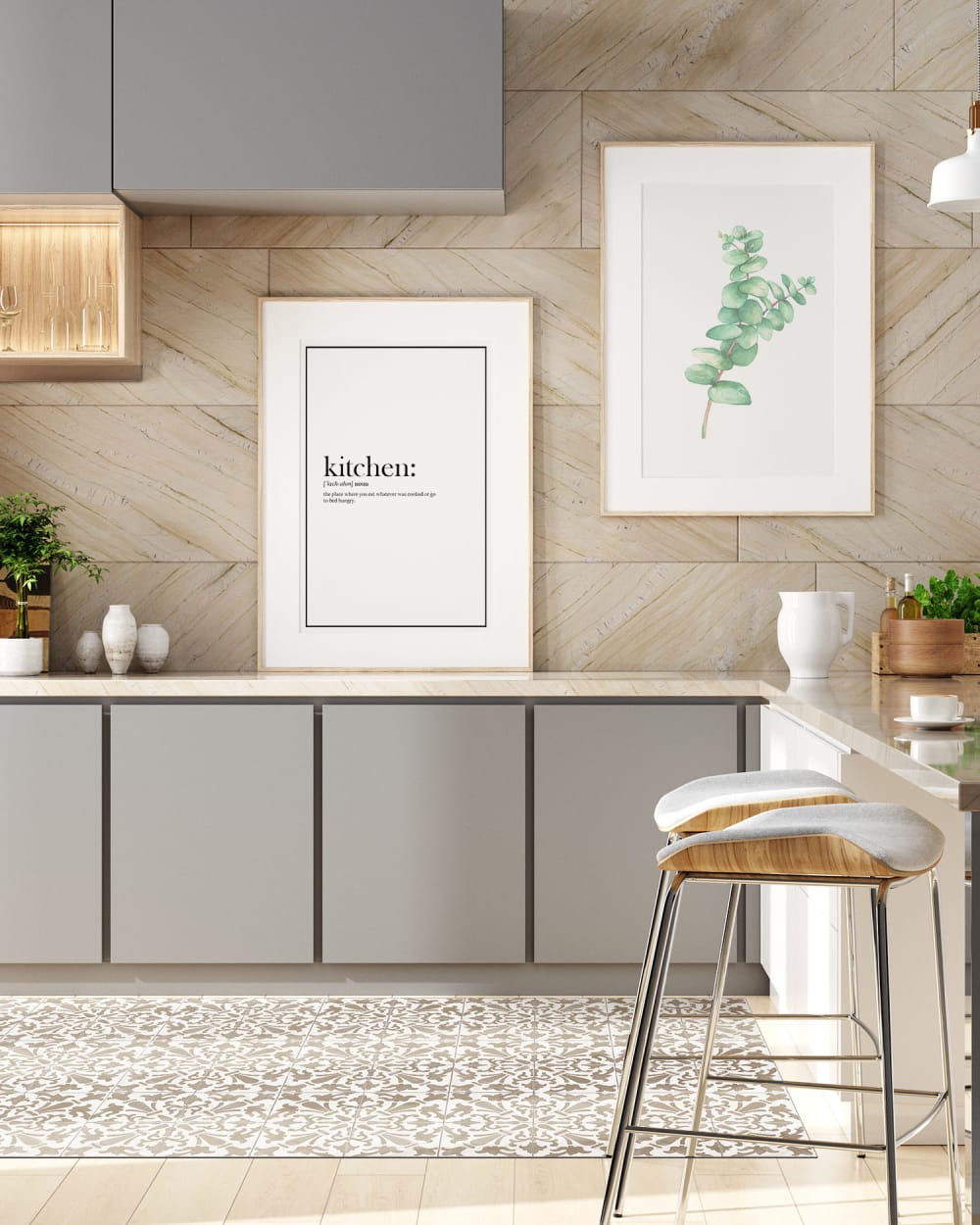 Tapis vinyle carreaux ciments géométrique brun 300x200cm