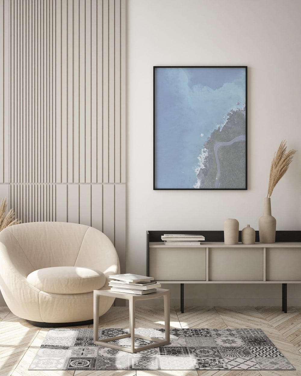 Tapis vinyle carreaux ciments nijar gris 300x200cm