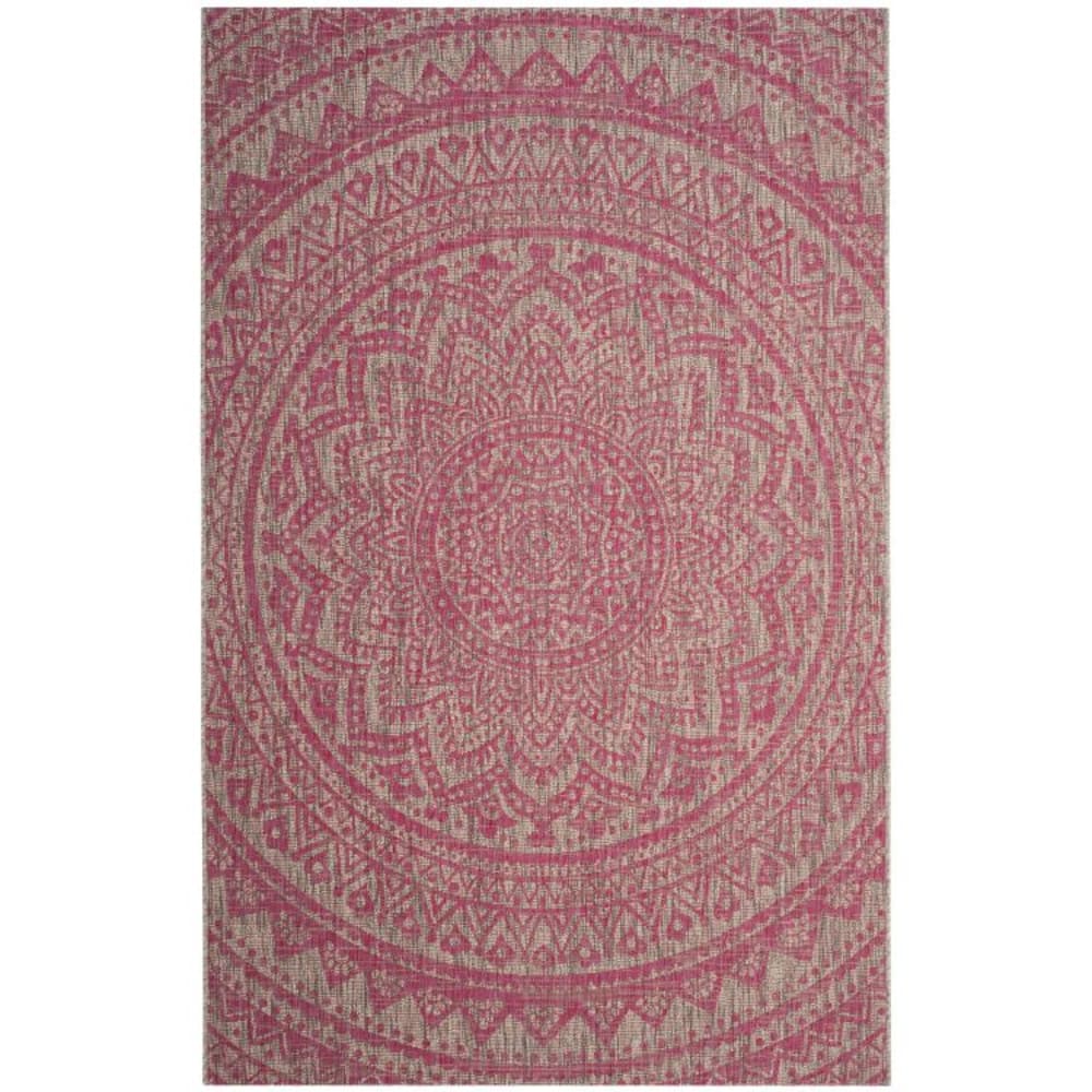 Alfombra contemporáneo de polipropileno gris/rosa, 201 x 290 cm
