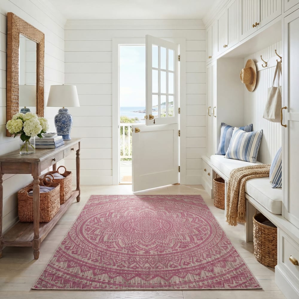 Safavieh Tapis contemporain en polypropylène gris/rose, 201 x 290 cm style contemporain - Pp - Polypropylène