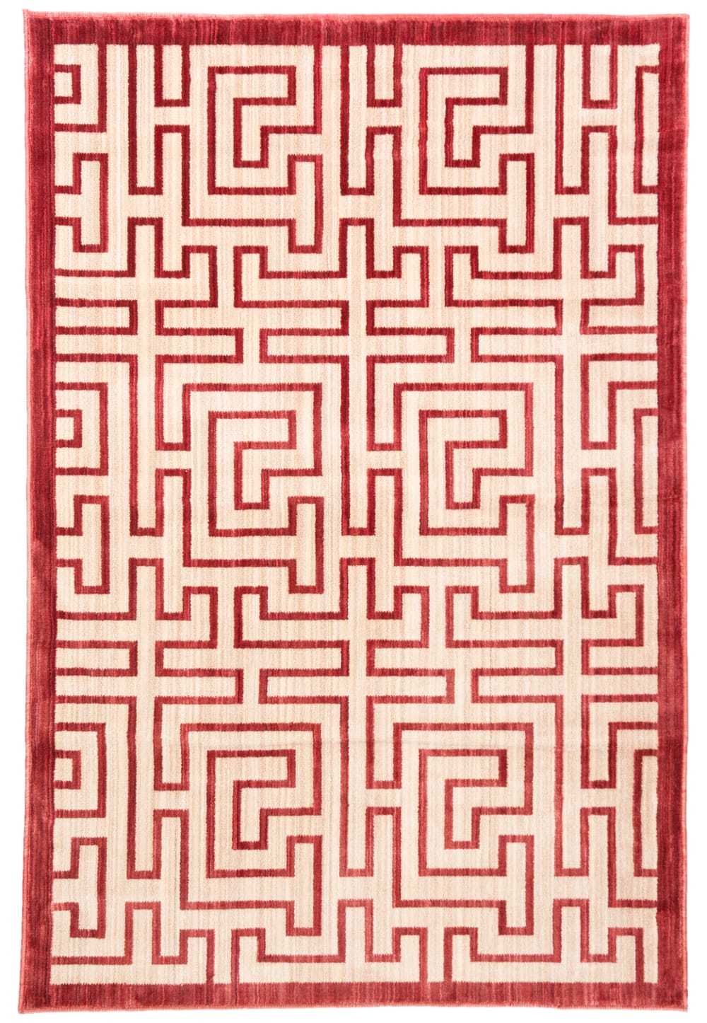 Tapis contemporain en polyester jaune/rouge, 122 x 183 cm