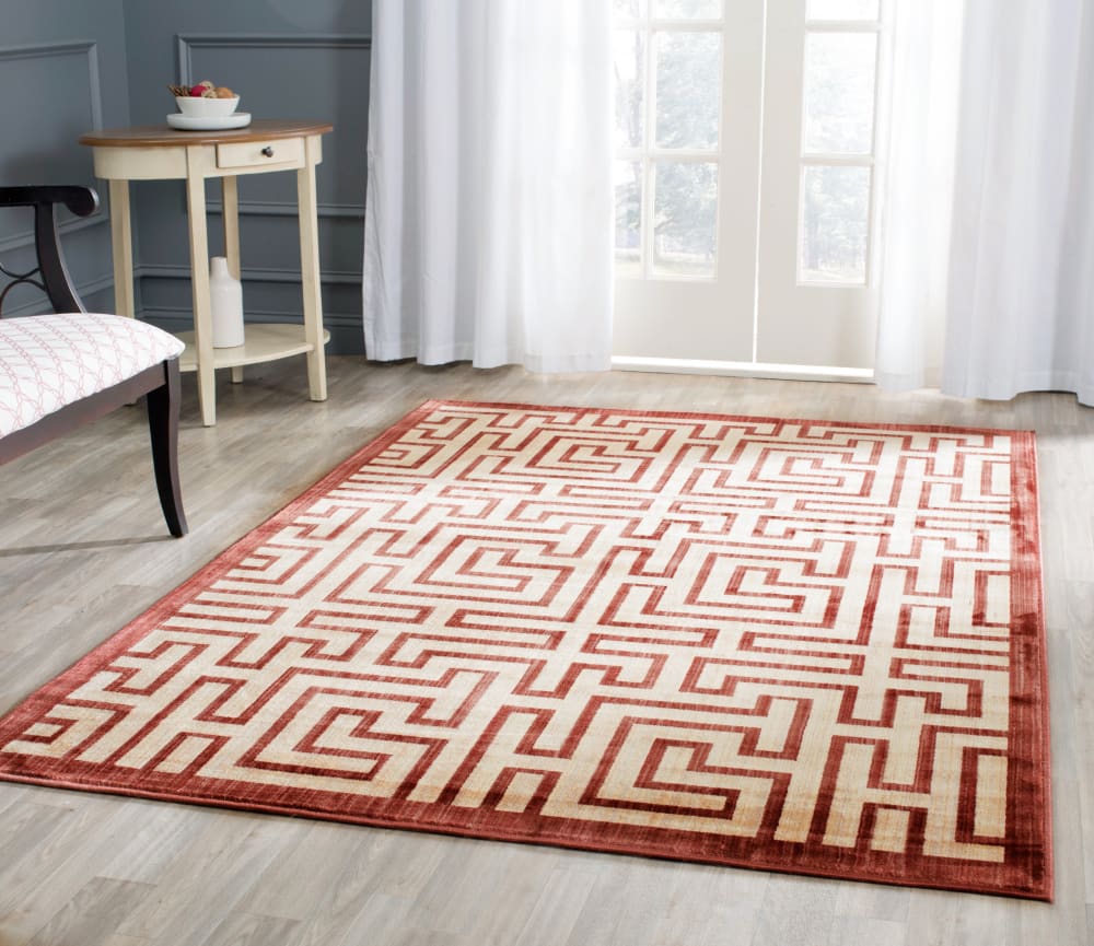 Tapis contemporain en polyester jaune/rouge, 122 x 183 cm — vue 3