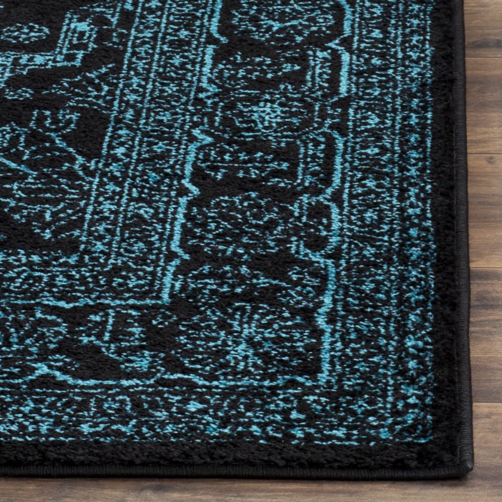 Tapis médaillon en polypropylène noir/bleu, 183 x 274 cm — vue 4