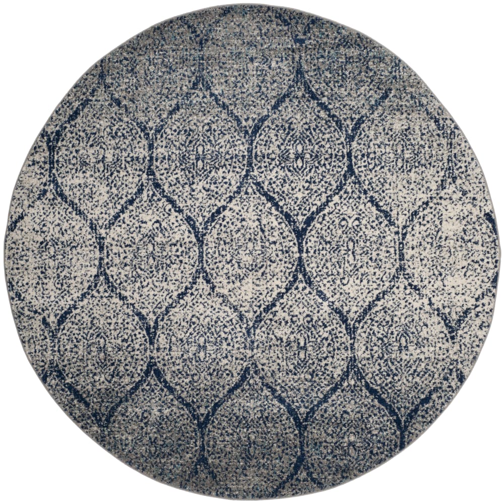 Tapis chic moderne en polypropylène bleu/argent, 201 cm
