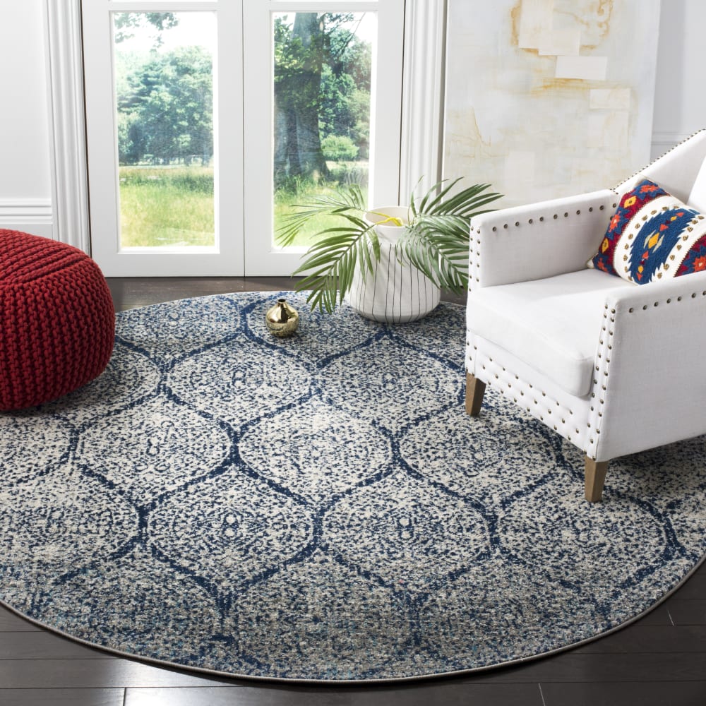 Tapis chic moderne en polypropylène bleu/argent, 201 cm — vue 3