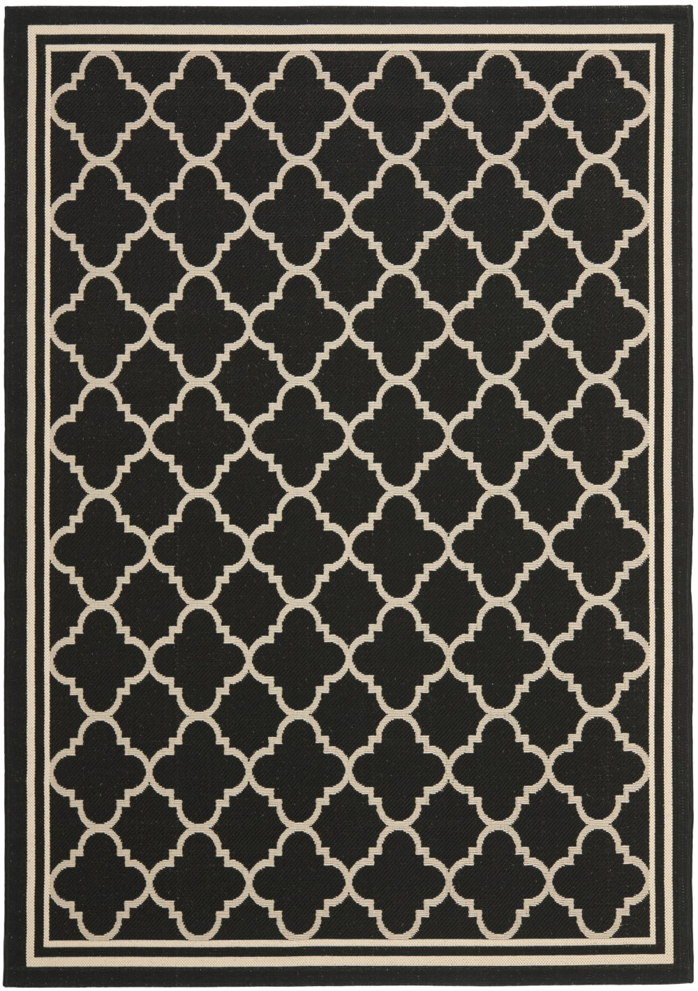 Alfombra enrejado de polipropileno negro/beige, 160 x 231 cm