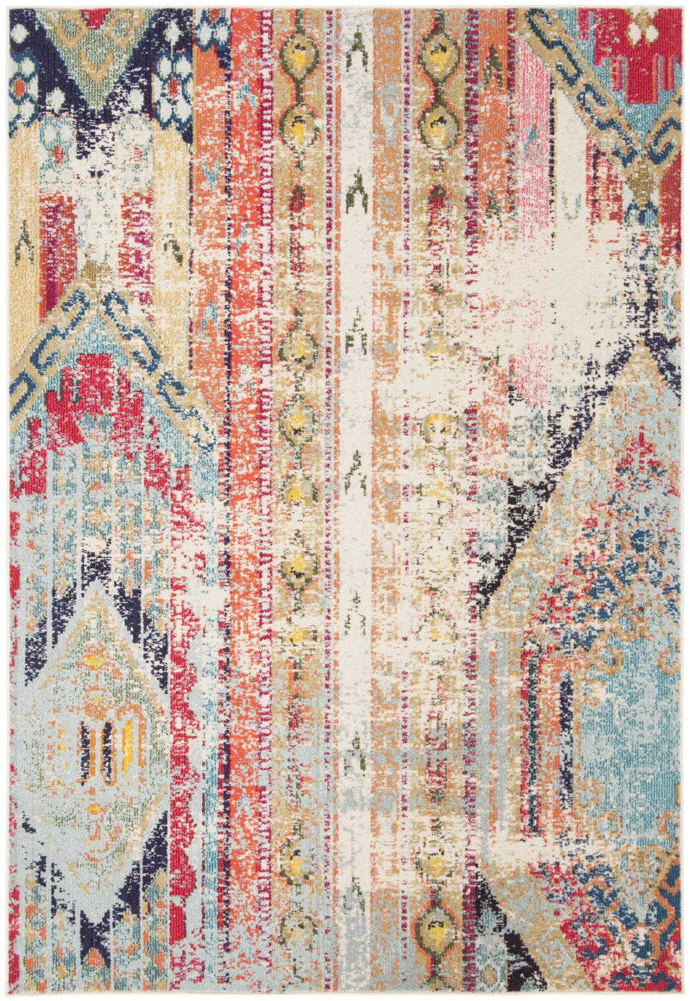 Tapis contemporain en polypropylène bleu/orange, 183 x 274 cm