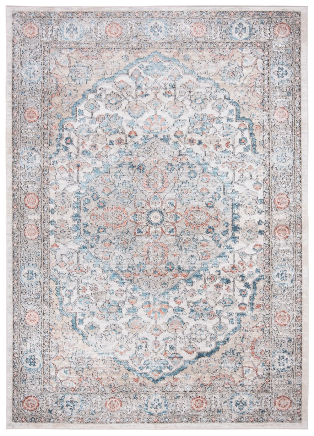 Tapis traditionnel en polypropylène gris/bleu, 155 x 229 cm