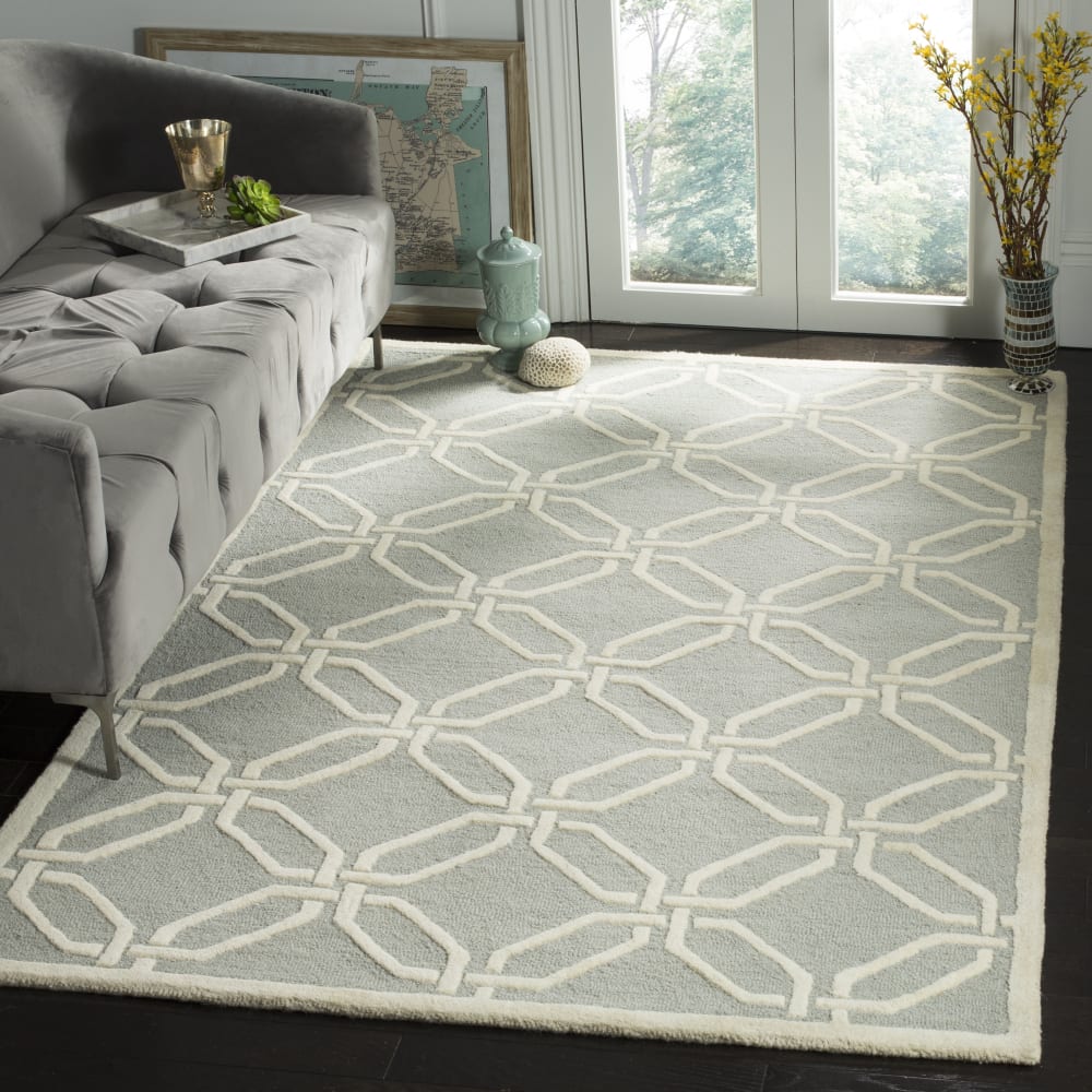 Tapis moderne en laine gris/blanc, 122 x 183 cm — vue 3