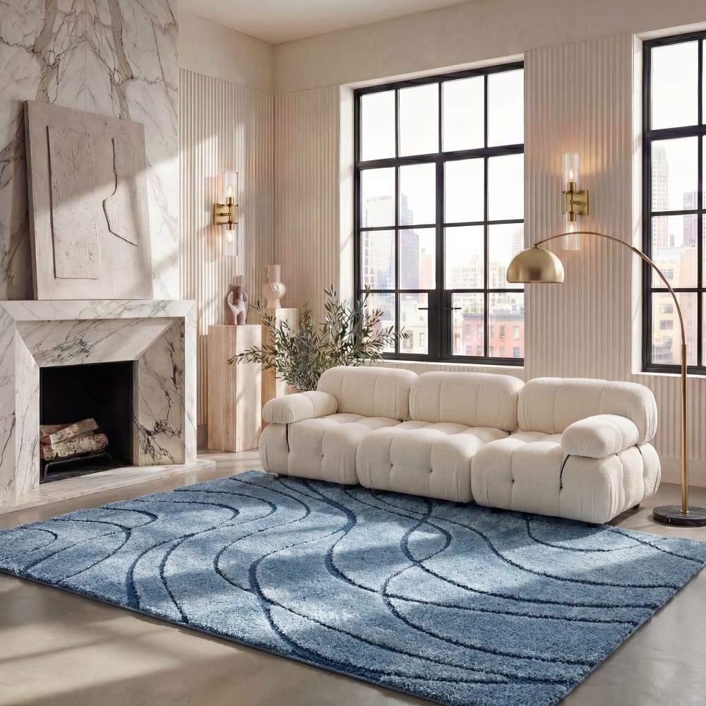 Alfombra de polipropileno azul, 122 x 183 cm - Maisons du Monde