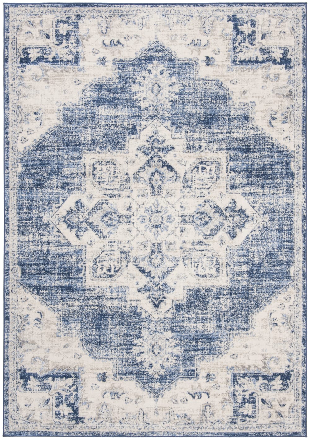 Tapis de transition en polypropylène blanc/bleu, 122 x 183 cm