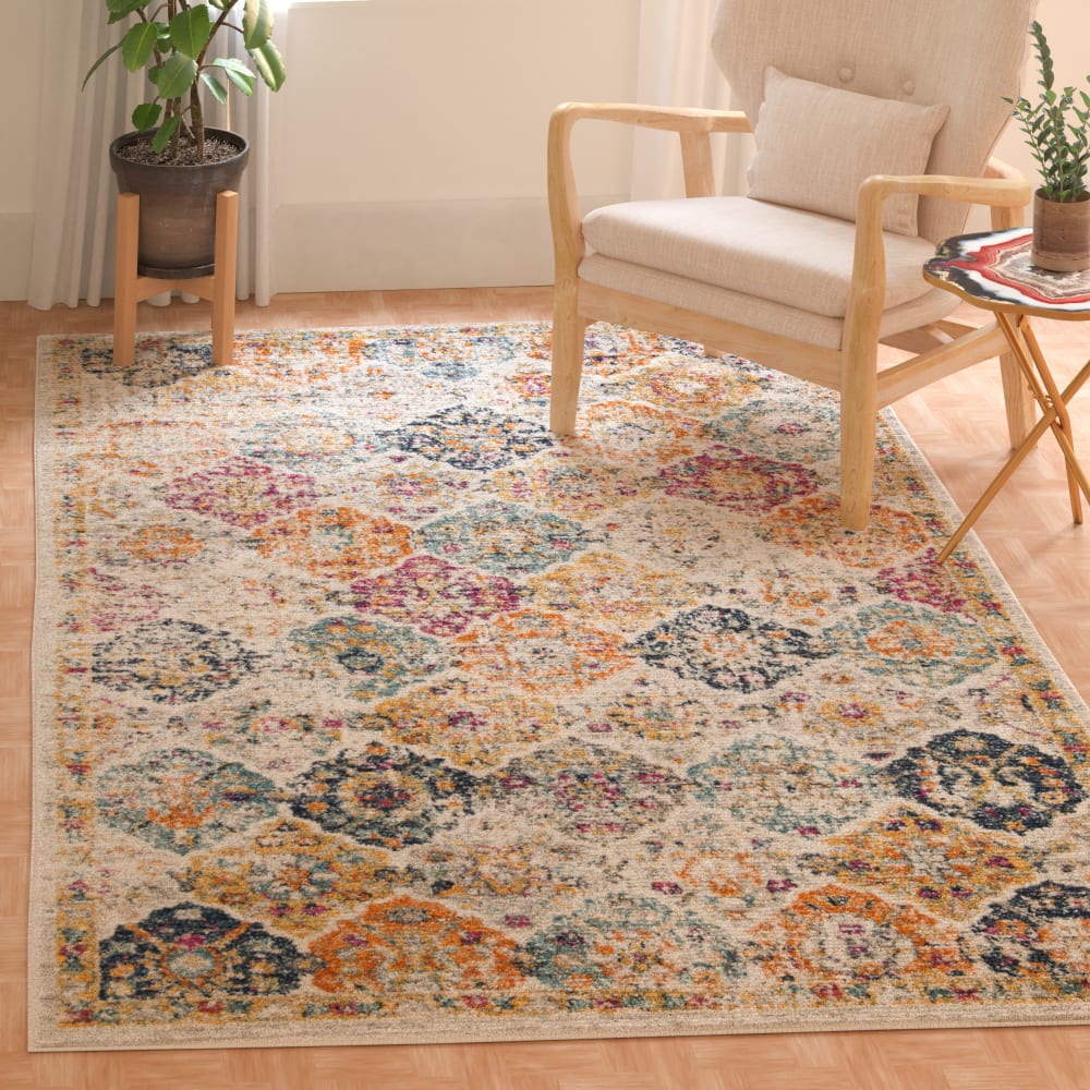 Tapis chic moderne en polypropylène beige/multicolore, 122 x 183 cm — vue 3