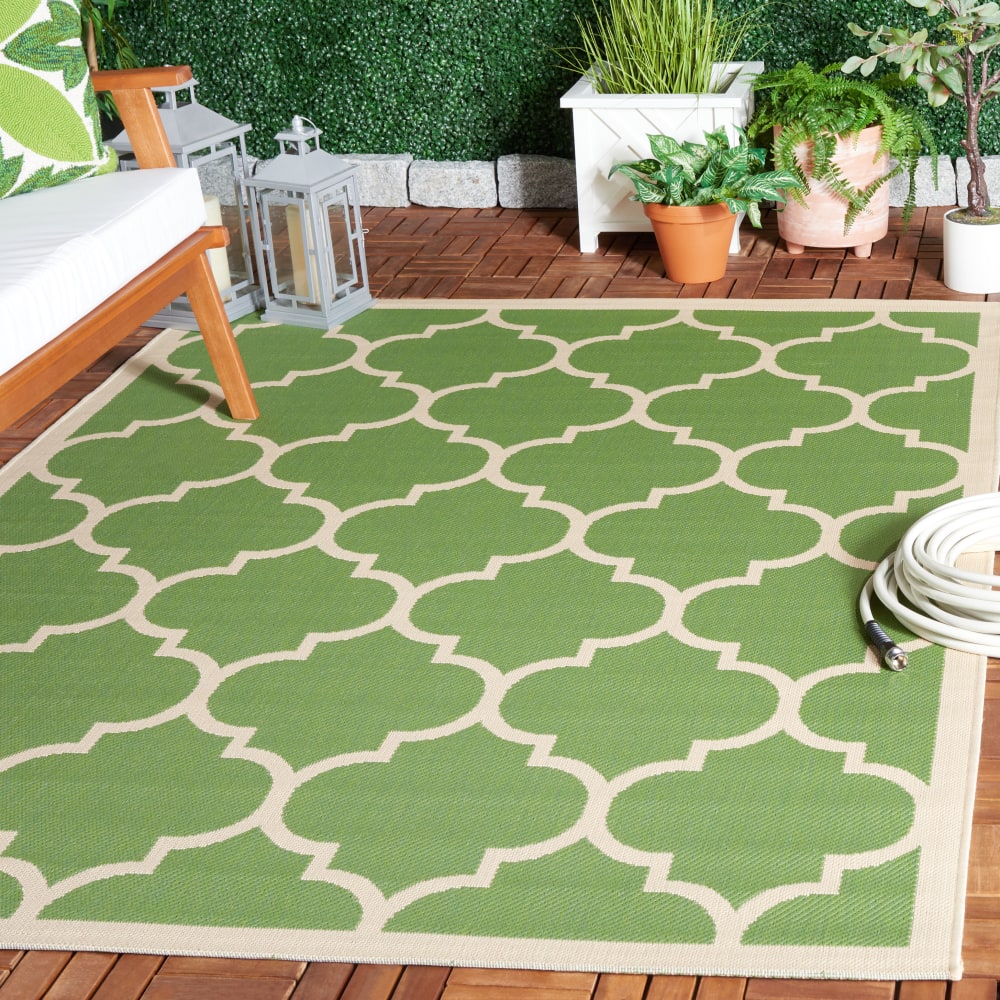 Safavieh Tapis treillis en polypropylène vert/beige, 201 x 290 cm style classique chic - Pp - Polypropylène