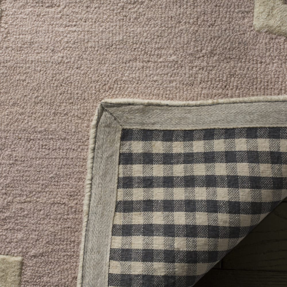 Tapis moderne en laine rose/blanc, 61 x 91 cm