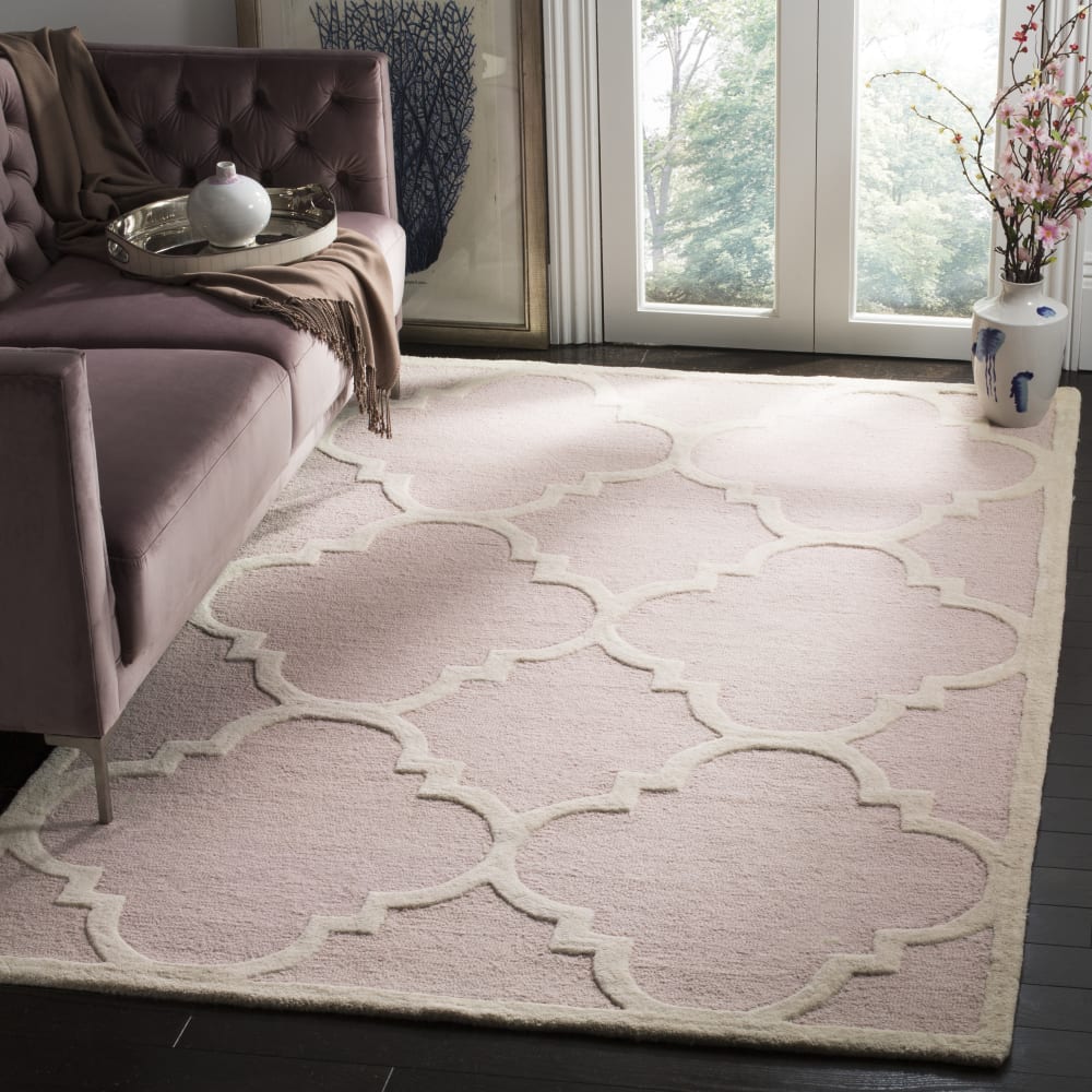 Tapis moderne en laine rose/blanc, 61 x 91 cm — vue 3
