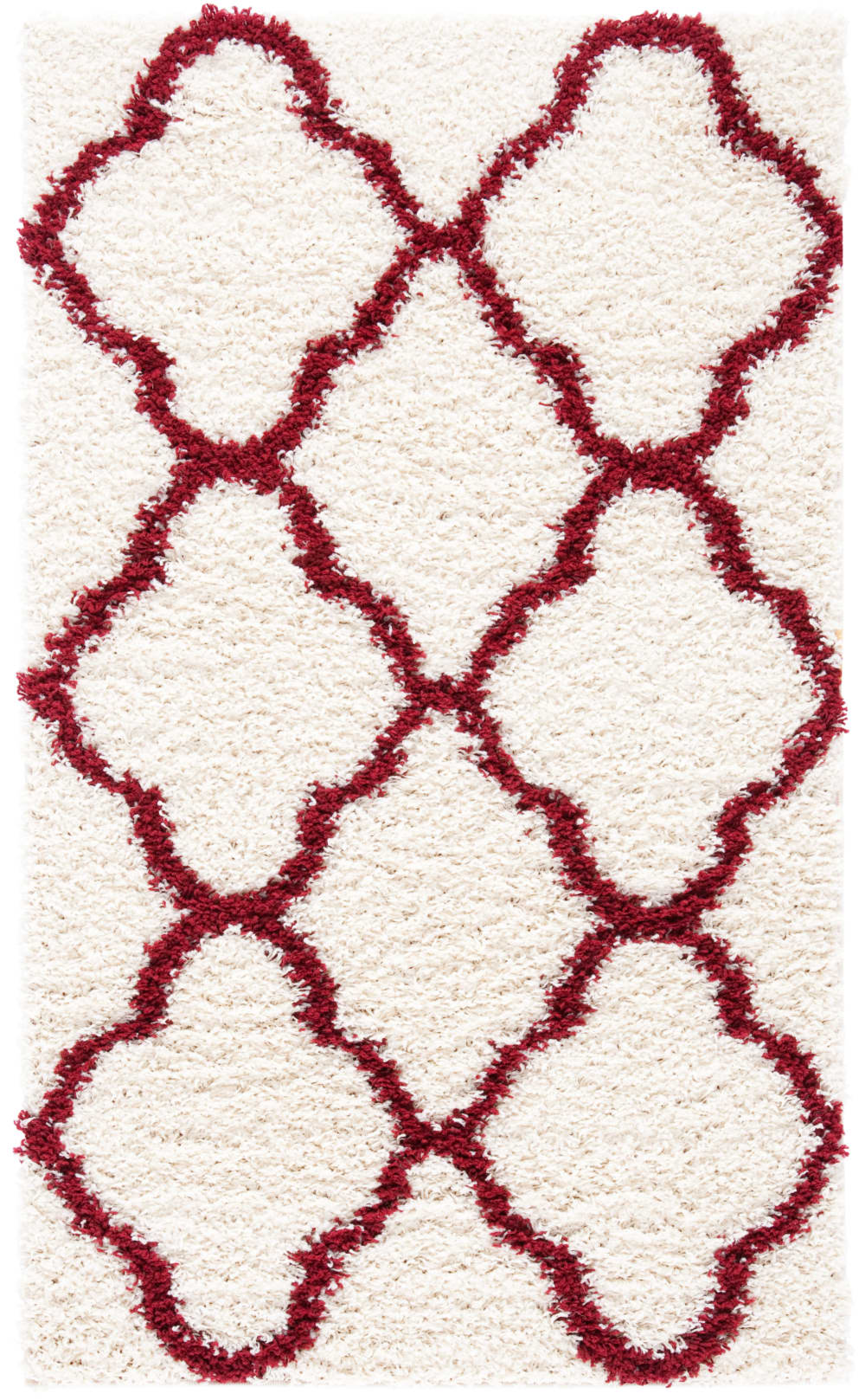 Tapis en polypropylène blanc/rouge, 122 x 183 cm