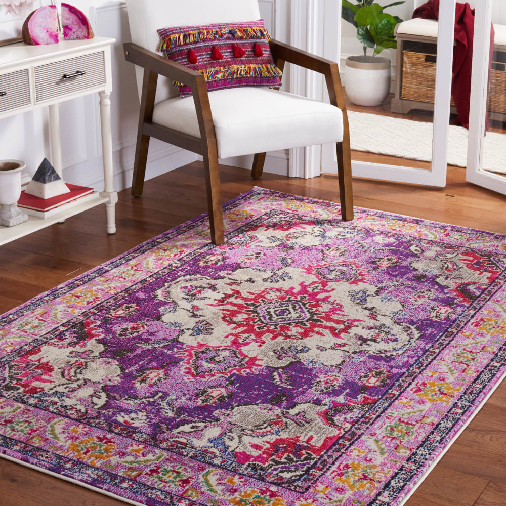 Tapis bohème chic en polypropylène violet/rose, 122 x 170 cm — vue 4
